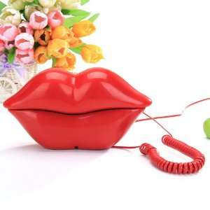    Sexy Red Lip Shaped Home Desk Plastic Wired Telephone Beauty