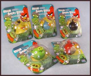 Angry Birds Keychain Pack Four Birds Blue Yellow Red Black and one 