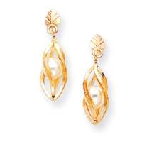 10k Solid Black Hills Gold Freshwater Pearl Earrings  