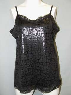 Plus 2X Lace Trim Textured Snakeskin Print Cami Camisole Tank Fashion 