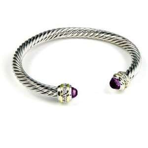  Amethyst Silver Cable Bangle Glitzs Jewelry