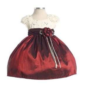  Baby Girls Burgundy Ivory Christmas Holiday Dress (3 6 