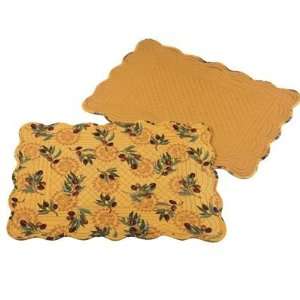  Olive Presse Reversible Quilted Boutis Placemats, Set of 4 