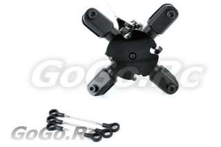 Black Flybarless 4 Blades Quad Bladed Rotor Head for Trex 450 