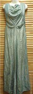   Edwardian Evening Dress Metal Thread Lamé Scoop Back Green c1930