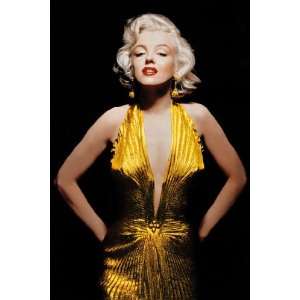 Marilyn Monroe Gold Dress Iconic PAPER POSTER measures 36 x 24 inches 
