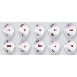  Set of 5 Dice   10 Sided polyhedral   Word Norwegian 