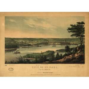  1853 Saint Paul Minnesota, Birds Eye Map