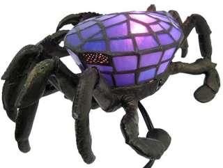Blue Stained Glass Crab Accent Lamp Bronzed Base Color BLUE  