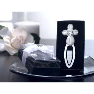  Pearl White Cross Bookmark w/ Heart Shaped Stone Elegant 