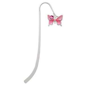   Silver Plated Charm Bookmark with Pink Swarovski Drop
