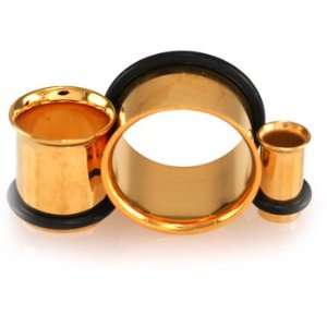  Gold Plated Single Flared Plug with O Rings   7/8 (22mm 