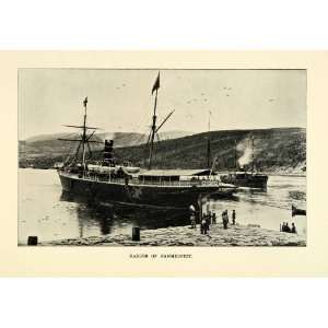  1901 Print Harbor Hammerfest Ship Mountains Dock Seaport 