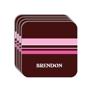 Personal Name Gift   BRENDON Set of 4 Mini Mousepad Coasters (pink 