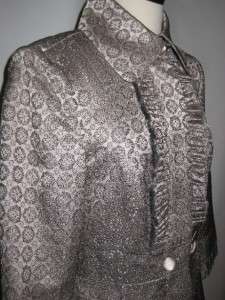 ANDREA BECKER Coat Dress Silver Metallic Champaign 10  
