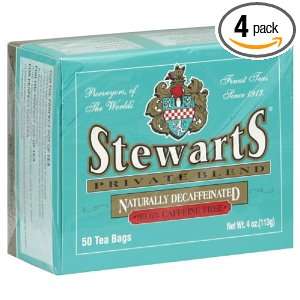 Stewarts Private Blend Tea Decaf, 50 Count (Pack of 4)  