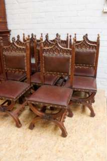 French Gothic Dining Set Table and 8 Beautiful Chairs  