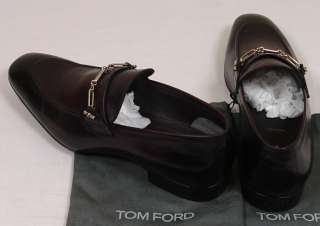TOM FORD SHOES $2195 BORDEAUX PATINA CHAIN VAMP HANDMADE LOAFERS 10.5 