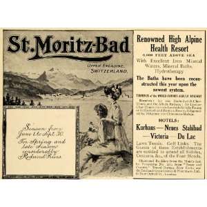   Ad St Moritz Bad Alpine Health Resort Switzerland   Original Print Ad