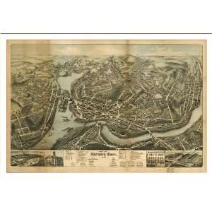 Historic Norwich, Connecticut, c. 1876 (L) Panoramic Map Poster Print 