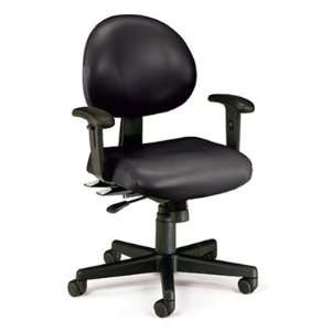   Vinyl Black 24 Hour Task Chair with arms 241 AA 606