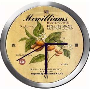  MCWILLIAMS 14 Inch Coffee Metal Clock Quartz Movement 