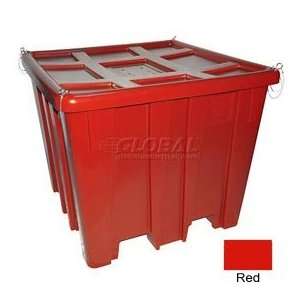  Bulk Un Container With Lid 47 1/2 X 47 1/2 X 40 1/2 Red 