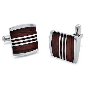  Stainless Steel Red Wood Cuff Links West Coast Jewelry 