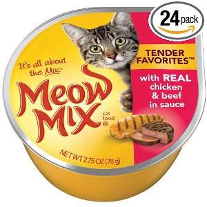 Meow Mix Tender Favorites with Real Chicken & Beef in Sauce, 2.75 