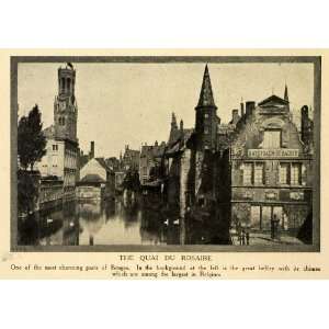  1912 Print Quai Du Rosaire Bruges Belgium Waterways Travel 