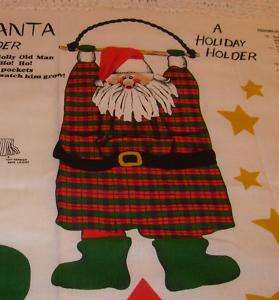 Swinging Santa Card Holder Fabric Panel Christmas  
