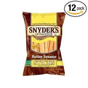 Snyders of Hanover Butter Sesame Sticks 9 ounce Packages (Pack of 12)