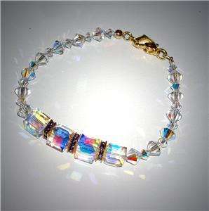 Swarovski crystal clear crystalAB cube bracelet  