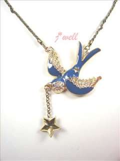 Betsey Johnson Blue Swallow with Star Pendant Necklace  