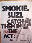 SUZI QUATRO/SMOKIE 1978 TOUR LARGE POSTER SIZE ADVERT