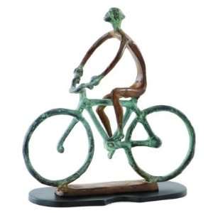 Cyclist on Base, Casted Bronze and Patina Finish 