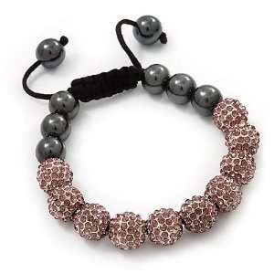  Pink Swarovski Crystal Balls & Smooth Round Hematite Beads 