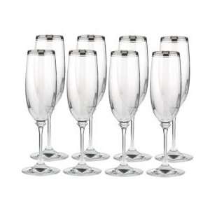  Mikasa Stephanie Platinum Crystal Champagne Flute, Set of 