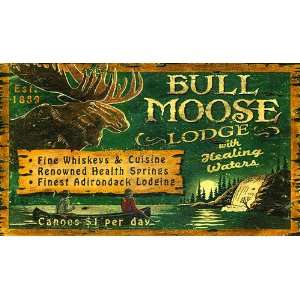 Bull Moose Lodge   Vintage Cabin Sign
