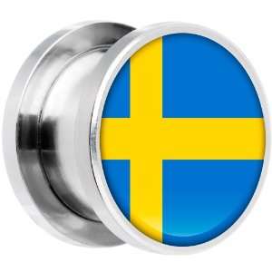  7mm Stainless Steel Sweden Flag Saddle Plug Jewelry