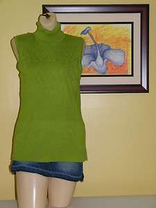 RQT Bright Green Sleeveless Turtleneck Sweater Womens Size XL  
