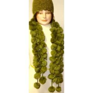   Crocheted Light Green Chenille and Gimp Tweed Skull Cap Toys & Games
