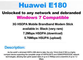 HUAWEI E180 3G Mobile Broadband Dongle Modem Unlocked  