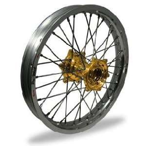 Pro Wheel Supermoto Rear Wheel Set   17x5.00   Silver Rim/Gold Hub 27 