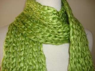 HAND MADE CHUNKY WARM SOFT WINTER SCARF GREEN LIME NEW  