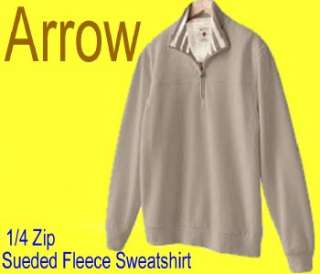 46 Mens ARROW 1/4 Zip SUEDED FLEECE Sweatshirt TOP 2XL  
