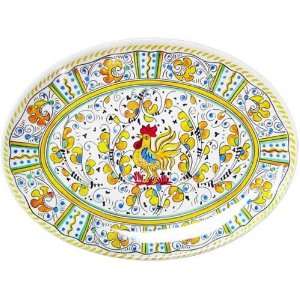  Le Cadeaux Rooster Yellow 16 Melamine Oval Platter 166RY 