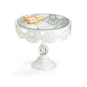  Metal & Glass White Pedestal Cake Stand great for Wedding 