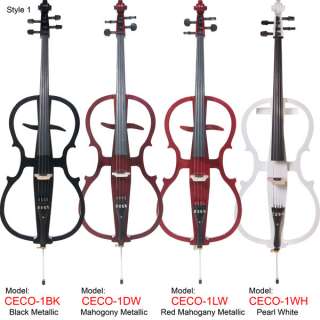 Cecilio Ebony Electric Silent Cello Size 4/4 ~Style 1  