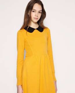 wholesale Fashion Long Sleeve Elastic Pleated Dress Yellow